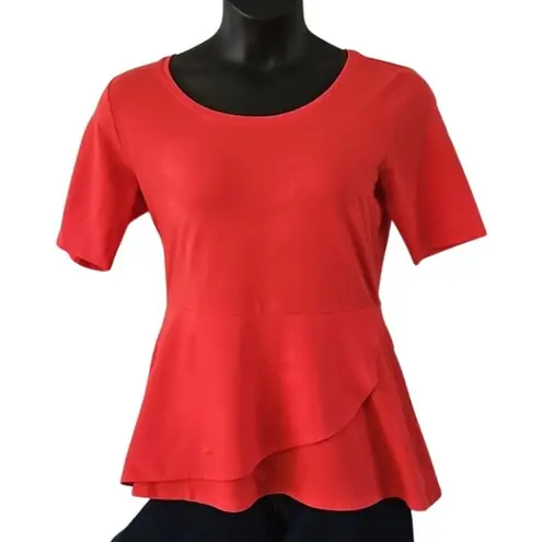 Isaac Mizrahi Live! Women’s Red Peplum Top – Size Small – Cotton Blend – NWOT