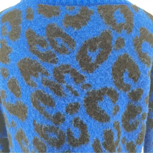 Sweaty Betty  Women’s Jacquard Electric Blue Leopard Print Mohair Sweater Small