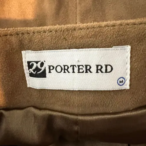 29 Porter RD Goat Leather Suede Skirt Womens Size M Tan Midi Button Front Brown Size M