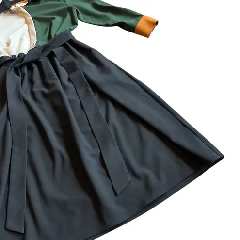 Chinti & Parker Long Sleeve Color Block Dress Knee Length w/ Belt Size 4 Women's Black