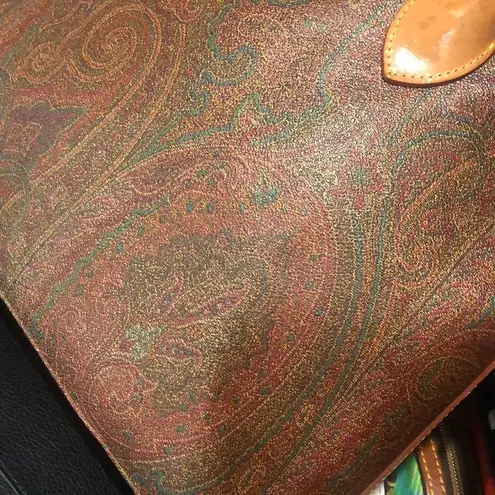 ETRO MILANO Red Paisley Top Zipper Dome Shaped Crossbody Shoulder Bag Authentic