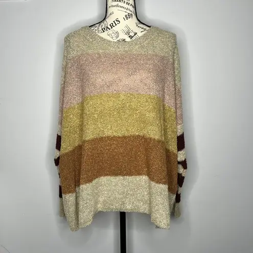 Active USA  MEDIUM Multicolor Colorblock Striped Textured Oversized Sweater