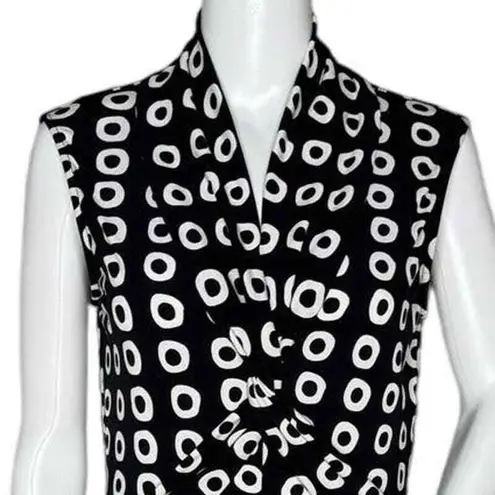 Joseph Ribkoff Dress Womens 10 Black White Geometric Fit & Flare Preppy Business