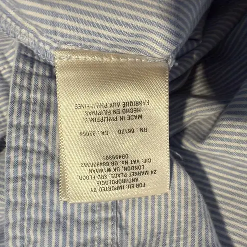 Maeve Anthropologie Canopy Open Cold Shoulder Tank Blue White Pin Stripe US 8