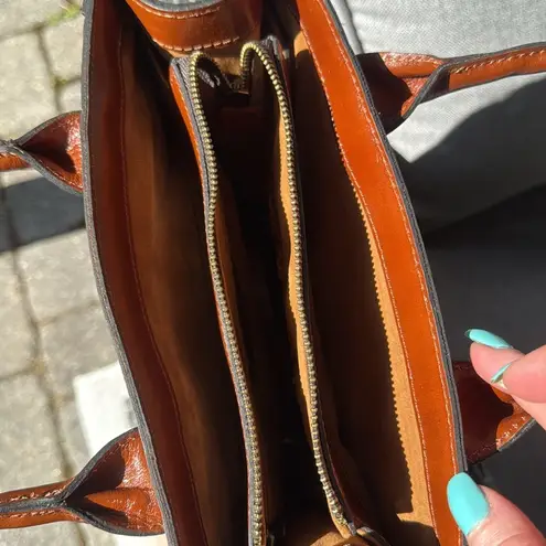 Patricia Nash , curry leather woven straw tote