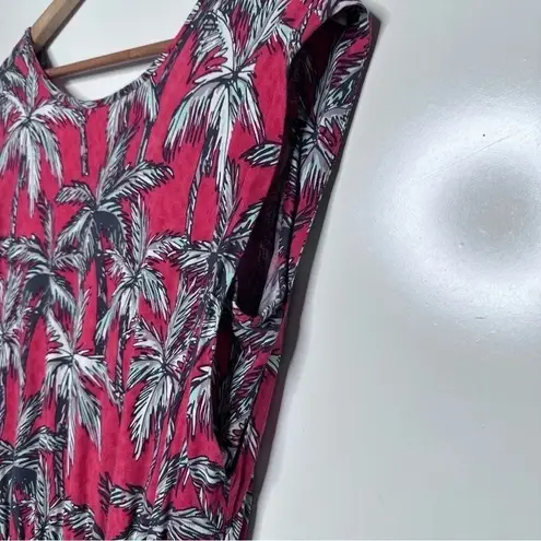 Chevignon Red Tropical Palm Tree Cap Sleeve Mini Dress Size 8