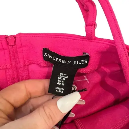 NWT Sincerely Jules Pink Corset Tank Top with Dangle Rhinestones‎ Size Medium