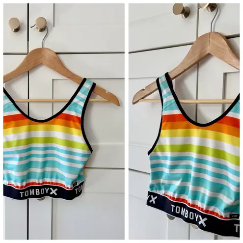 TomboyX Sunset Stripes Sport & Swim Top, sz. S Black