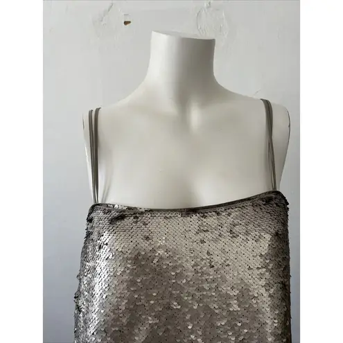 Banana Republic  Pewter silver shiny sparkling cocktail strappy Mini Dress size 4