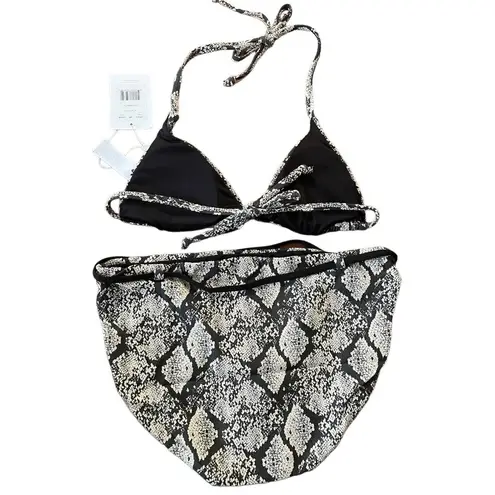 ANDIE NWT Swim Snakeskin Triangle String Bikini Top Riviera Bikini Bottom Small