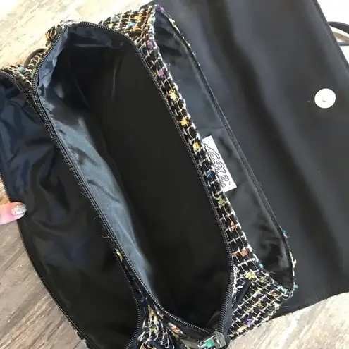 Vintage Far Nine multi pocket color flecked tweed clutch purse bag