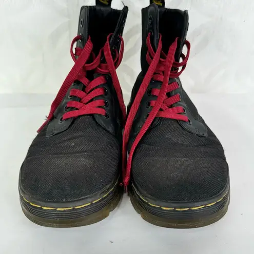 Dr. Martens  Combs Black Canvas Red Laces Unisex Boots Size 8