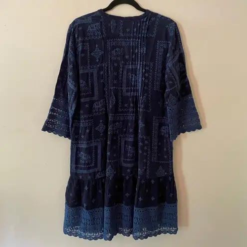 Johnny Was NWT Eliyen Dress Embroidered Blue Night Elephants Women's size Small
