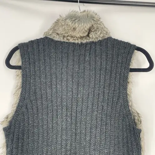 Fenn Wright Manson Women's Brown Faux Fur Knit Textured Full Zip Vest Size M