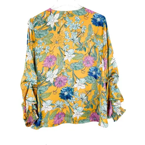 RD & Koko Floral Shirred Long Sleeve V