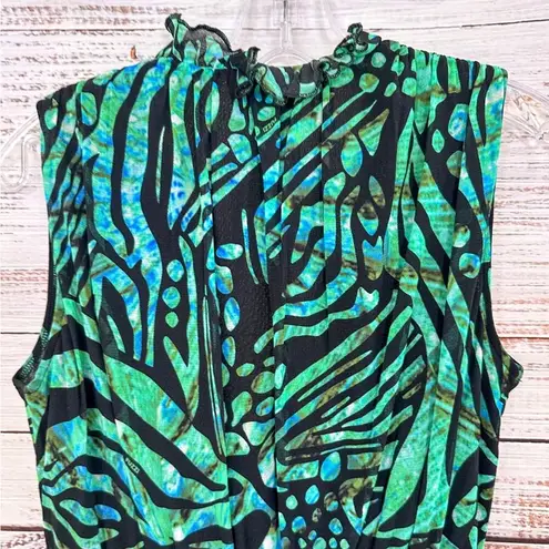 Fuzzi Abito Corto Geometric Animal Print Dress, EUC, Medium, MSRP $545 Green