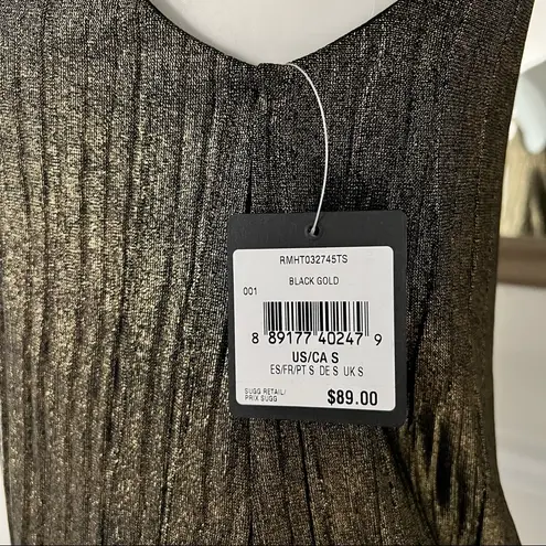 Rachel Roy Shimmering Sleeveless Blouse in Black/Gold Metallic Size S NEW w/Tag