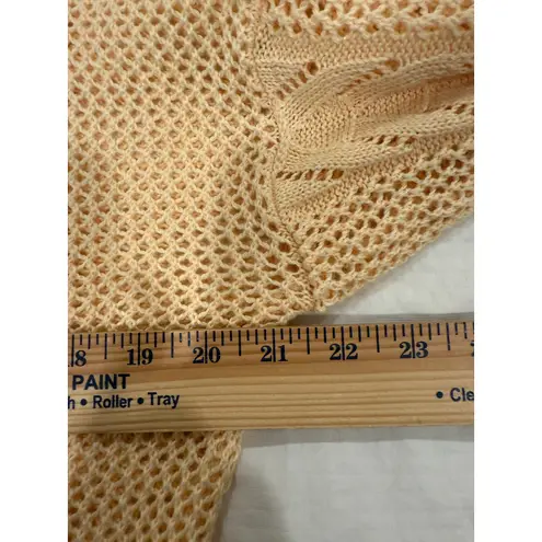 Personal Sweater Womens XL Beige Floral Ramie Open Knit Boat Neck Drop Shoulder