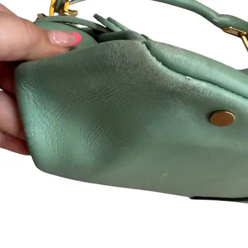 Jimmy Choo Tulita Shoulder Bag Sage Green Leather Chunky Buckle Front Summer