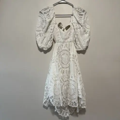 Zimmermann White Cutout Broderie Anglaise Linen Mini Dress 0P (4P equivalent)