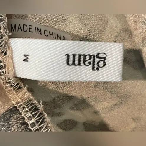 Glam ‎ Leopard Print Tie Front Skort With Side Zipper Tan Black Size Medium - Image 8