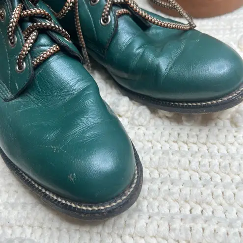 Justin  Women's 8.5 Lace Up Roper Boot Hunter Green Steampunk Cowgirl Western