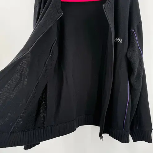 FEDEX Sweater Size Regular Large Vintage Stan Herman Uniform Full Zipper Knit Black