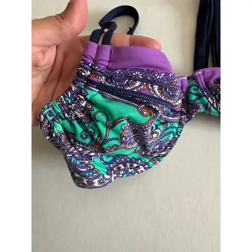 NWT Lascana for Venus Green Purple Paisley Bikini Top 32B 34A 36AA