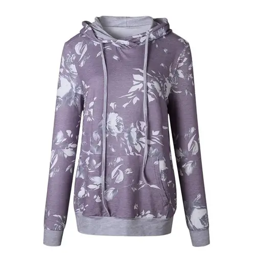 Angashion Pullover Hoodie Long Sleeve Kangaroo Pocket Floral Women’s Size Large