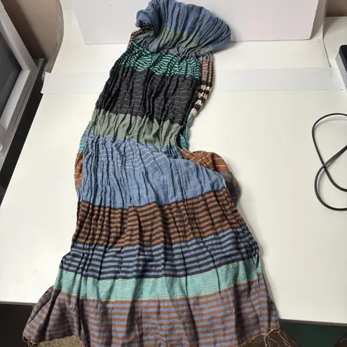 Multicolor Striped Scarf Artsy Boho Fringe Retro Beach Y2K Lightweight Preppy