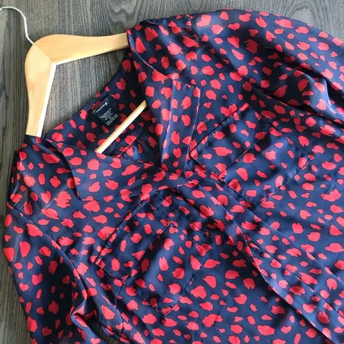 Timing  Sheer Navy Blue and Red Blouse