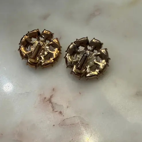 Givenchy Vintage Faux Pearl and Crystal Clip On Statement Earrings