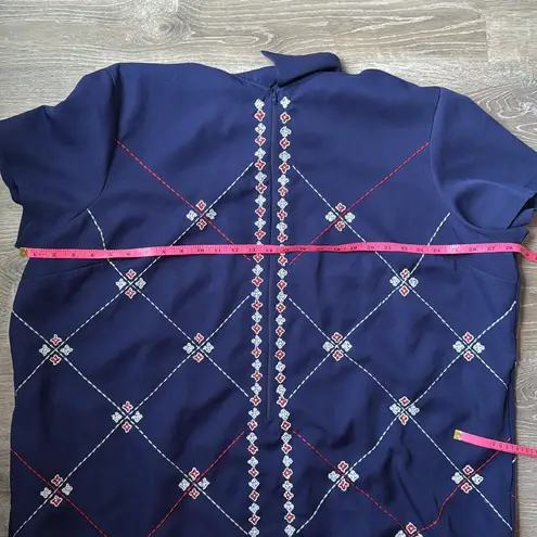 Frances Valentine Mabel Beaded Zip Front Mini Dress Navymulti 3X Blue