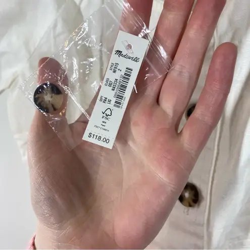 Madewell NEW ‎ White Linen-Cotton Puff-Sleeve Mini Dress size 2 lighthouse cream