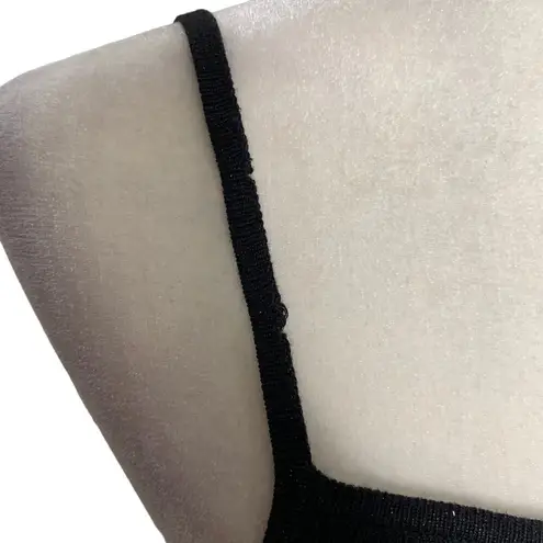 Esprit Vintage 90s Ribbed Knit Mini Dress M Black Metallic Spaghetti Straps