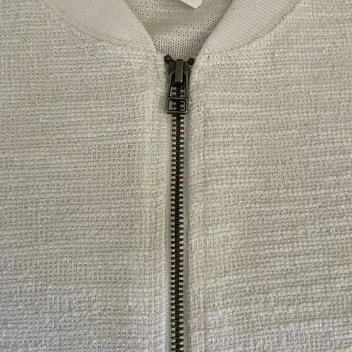 Caslon Nordstrom V-Neck Women’s White Front Zipper Long Sleeves SZ S #1251