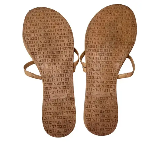 Tkees Sarit Sandal Pout Tan Leather Slip On Strap Brown Beach Flats Nice Size 6