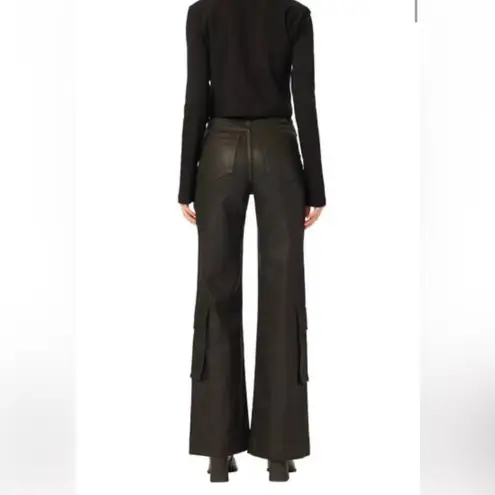 DL1961 NEW - WOMEN'S hepburn wide leg high rise jean in black coated cargo