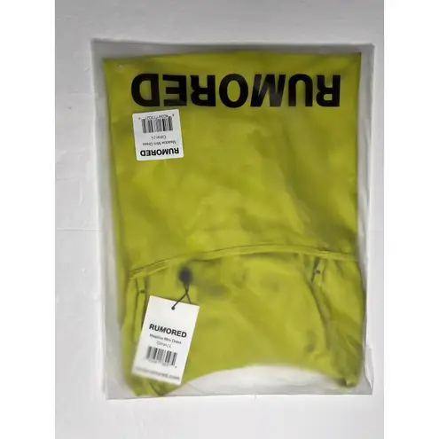 Rumored Meadow Mini Dress LARGE Square Neck Green Satin Empire Cocktail NEW