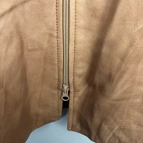 Vintage leather factory brown tan zip up coat size large