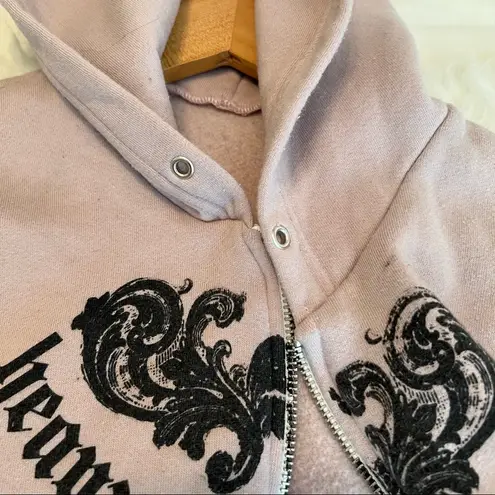 Unique print Heavy F*cking Metal zip up Hoodie size medium HAS FLAWS