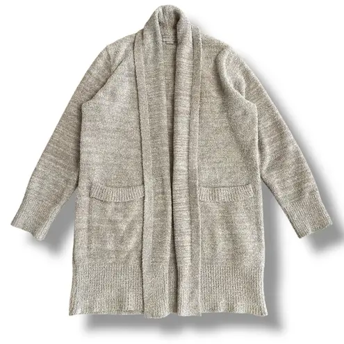 Barefoot Dreams CozyChic Taupe Gray Cardigan Size S Soft Plush Knit Open Front
