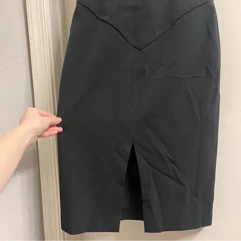 Black Halo Eva Ruffle Plunge Black Sheath Dress Size 4