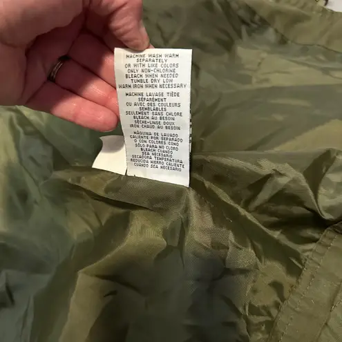 Miss London Olive Green Hooded Utility Jacket Women's XL Zip Snap Pockets