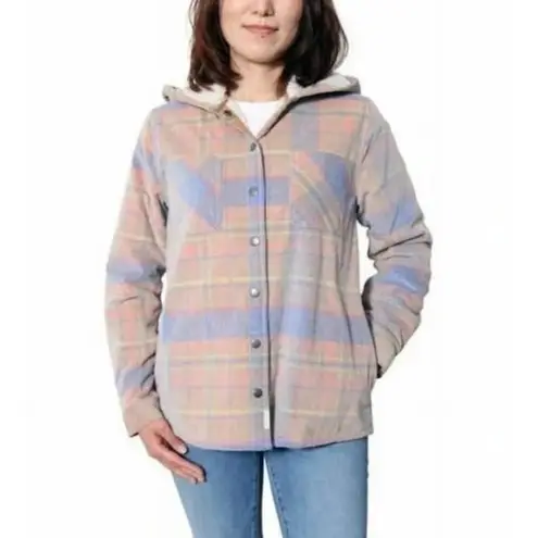 Soho Threads Corduroy Hooded Shirt Jacket Size Large Tan