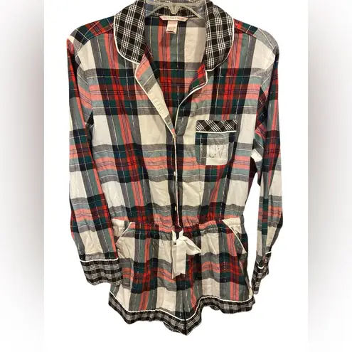 Victoria's Secret Victoria’s Secret Dream Flannel Plaid Shorts Romper Christmas Pajamas Medium