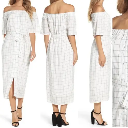 Charles Henry Off the Shoulder Shirtdress