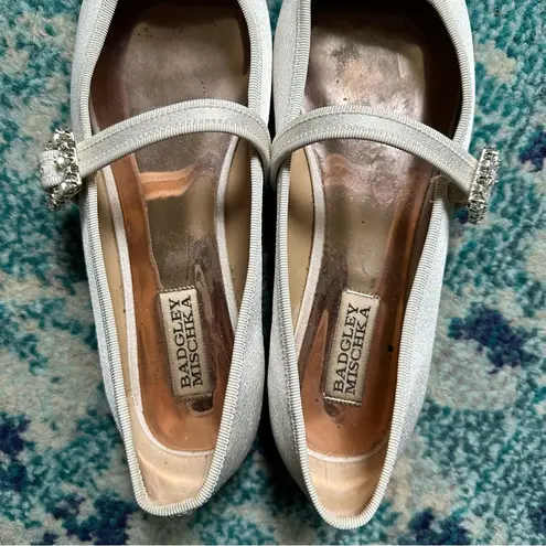 Badgley Mischka Collection Brystol Mary Jane Flat in Ivory Crepe