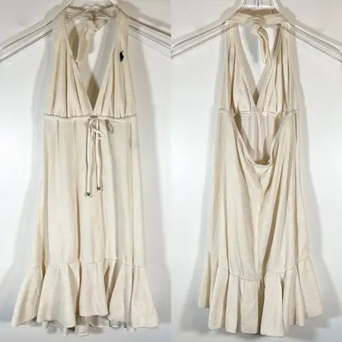 Ralph Lauren  Ivory Terry Empire-Waist Halter Cover-Up Dress Size Small