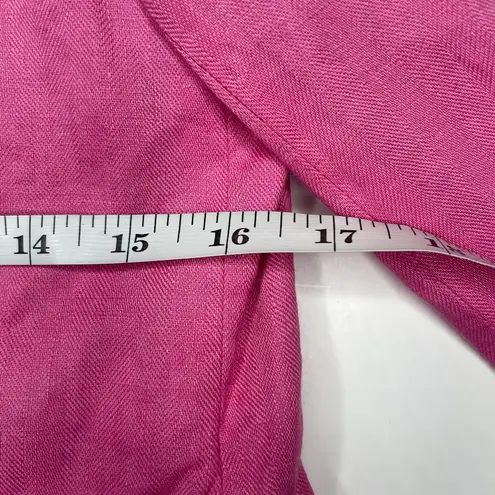 J Crew Factory Linen Barbie Pink Preppy Schoolboy Herringbone Blazer Jacket Sz 2